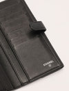 Black Caviar Leather Long Flap Wallet