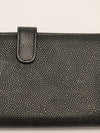 Black Caviar Leather Long Flap Wallet