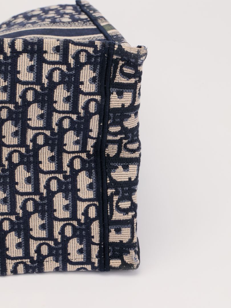 Blue & Ecru Large Book Tote