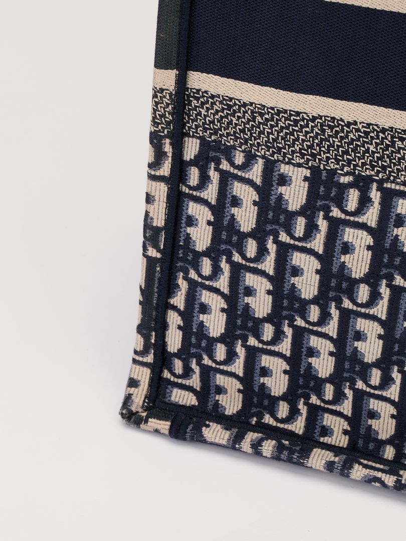 Blue & Ecru Large Book Tote