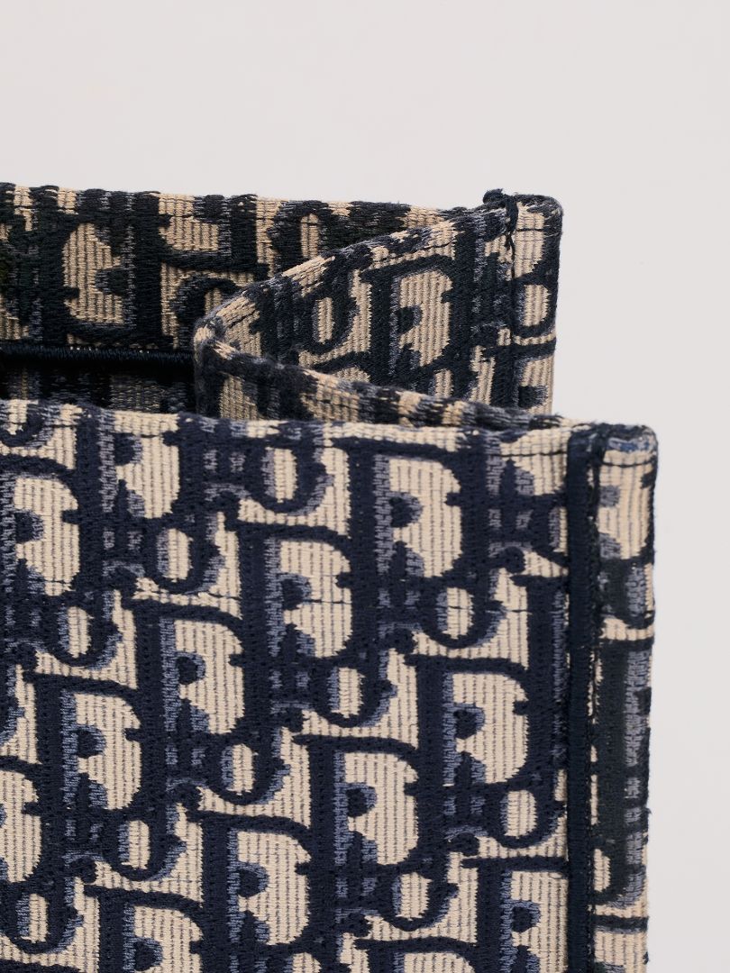 Blue & Ecru Large Book Tote