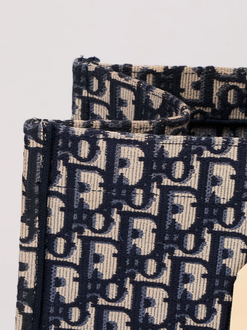 Blue & Ecru Large Book Tote