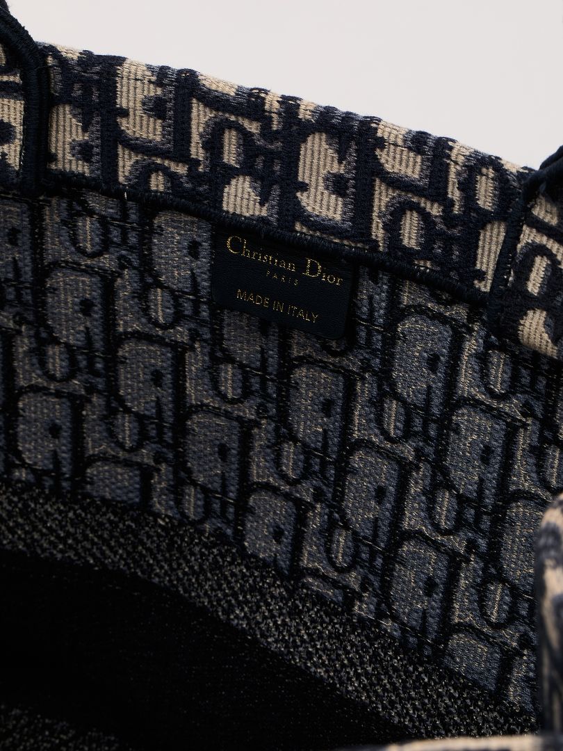 Blue & Ecru Large Book Tote