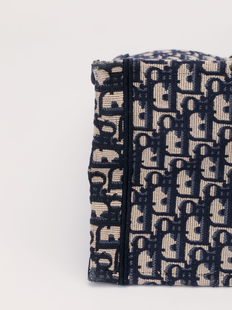 Blue & Ecru Large Book Tote