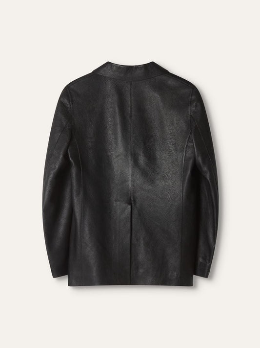 Black Leather Blazer And Shorts Set