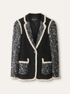 Black & Ivory Tweed Jacket With Sequin Embellishment