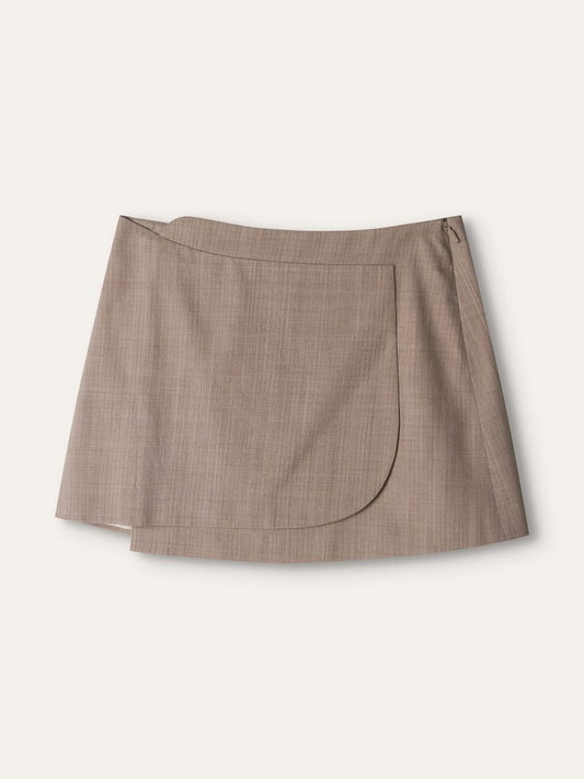 Beige Wrapped Mini Skirt