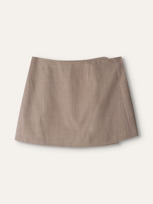 Beige Wrapped Mini Skirt