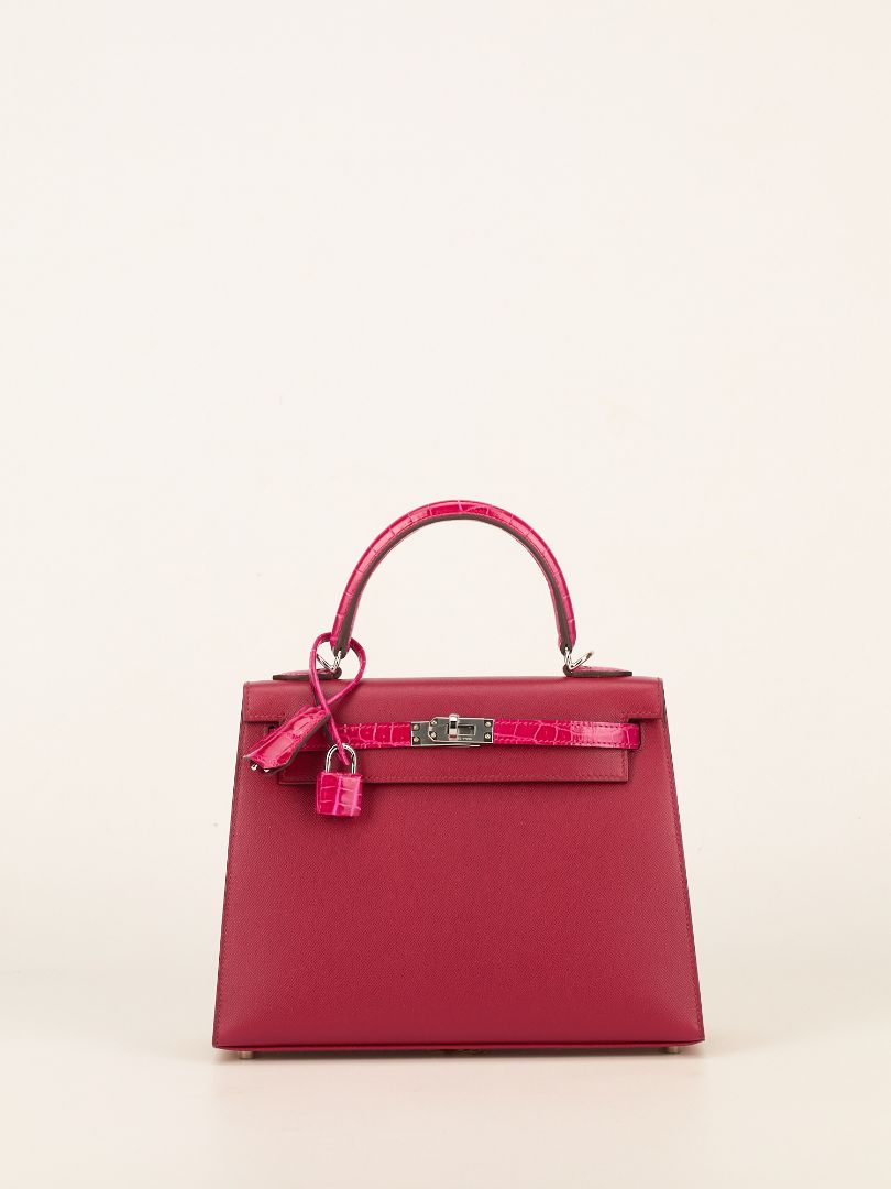 Kelly Sellier 25 Touch Rubis & Framboise Madame and Croco With PHW 2022 U Stamp