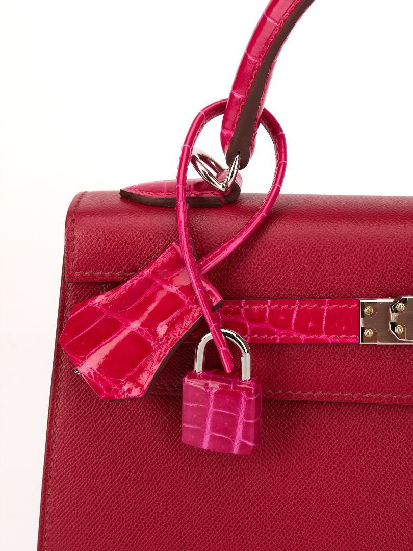 Kelly Sellier 25 Touch Rubis & Framboise Madame and Croco With PHW 2022 U Stamp