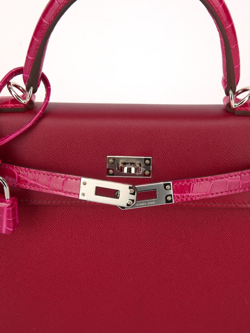 Kelly Sellier 25 Touch Rubis & Framboise Madame and Croco With PHW 2022 U Stamp