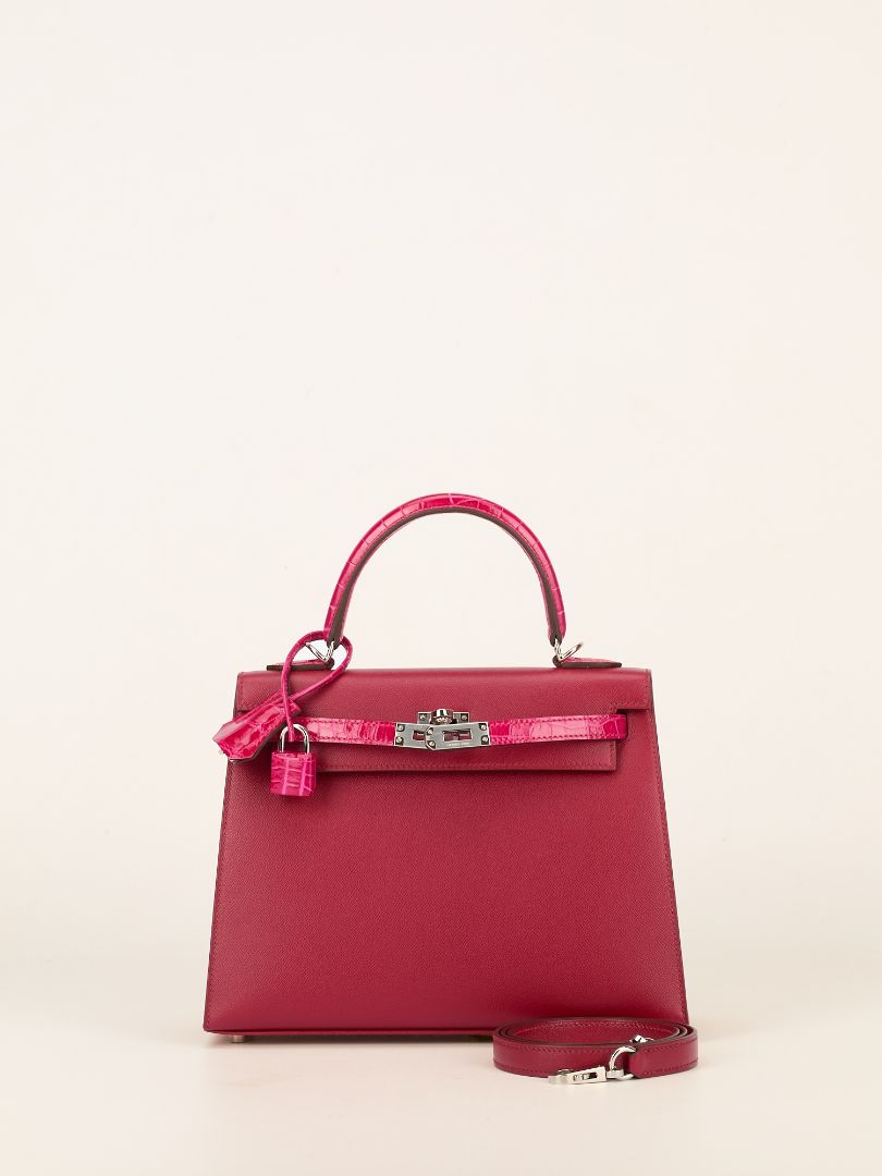 Kelly Sellier 25 Touch Rubis & Framboise Madame and Croco With PHW 2022 U Stamp