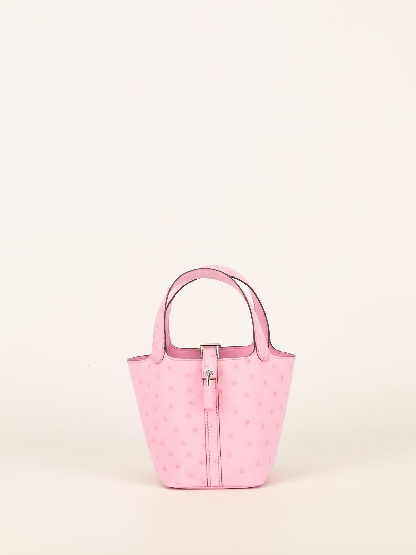 Mirco Picotin Lock 14 Rose Bubblegum Ostrich With PHW 2025 K Stamp
