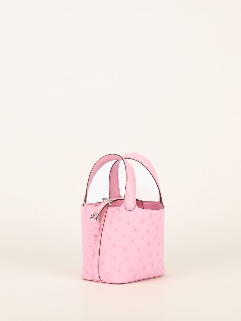 Mirco Picotin Lock 14 Rose Bubblegum Ostrich With PHW 2025 K Stamp