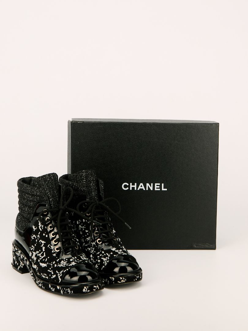 Black & White Tweed Ankle Boots