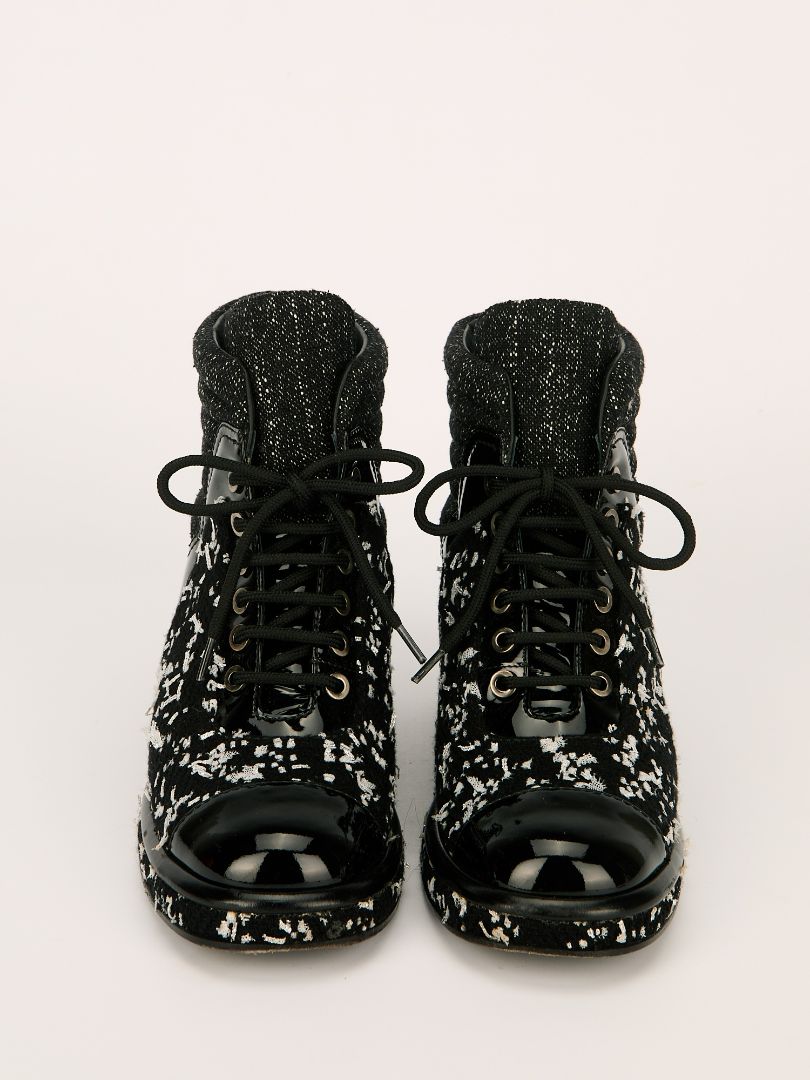 Black & White Tweed Ankle Boots