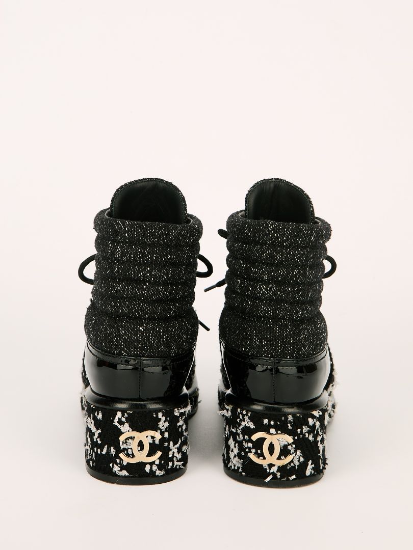 Black & White Tweed Ankle Boots