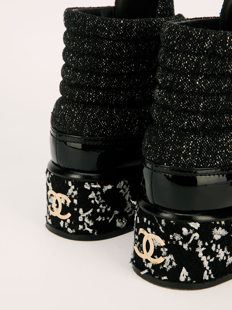 Black & White Tweed Ankle Boots