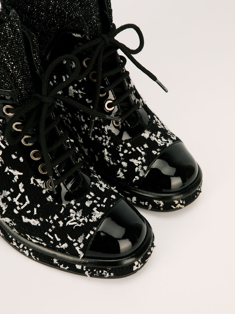 Black & White Tweed Ankle Boots