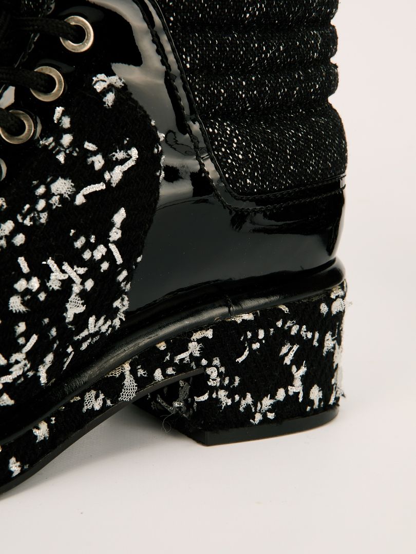 Black & White Tweed Ankle Boots