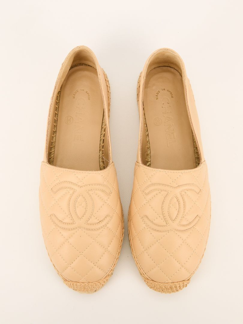 Beige Quilted Espadrilles
