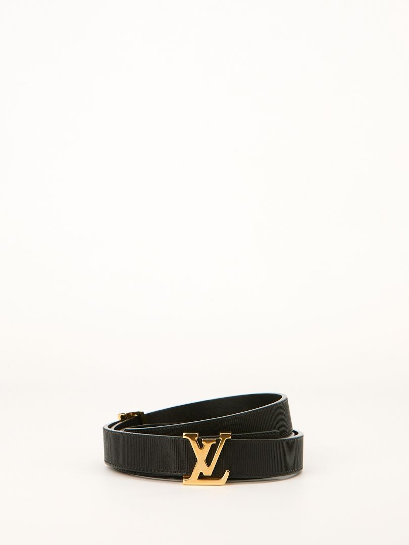 Black LV Initials Embossed 20mm Belt With GHW