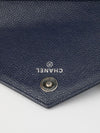 Navy Square Chevron Caviar Wallet On Chain With SHW