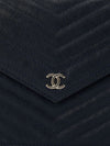 Navy Square Chevron Caviar Wallet On Chain With SHW
