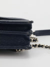 Navy Square Chevron Caviar Wallet On Chain With SHW