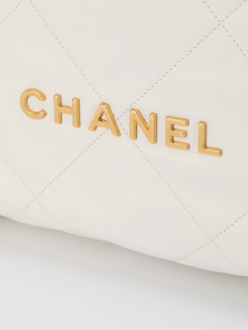 White Large 22 Quilted Backpack With GHW
