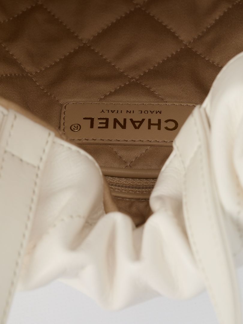 White Large 22 Quilted Backpack With GHW