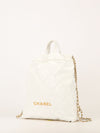 White Large 22 Quilted Backpack With GHW