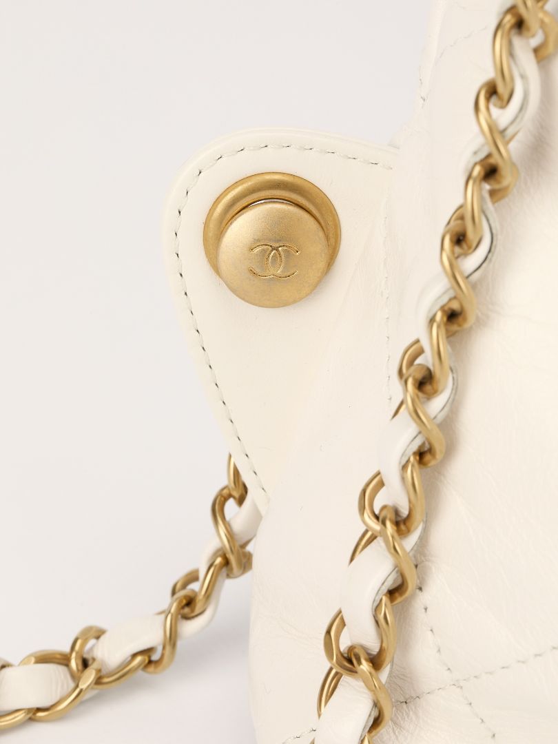 White Large 22 Quilted Backpack With GHW