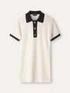 Cream & Black Knitted Polo Dress