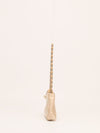 Beige Satin Pearl Clutch Shoulder Bag With SHW