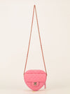 Large Pink Quilted Love Heart Bag With GHW