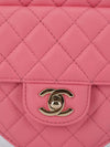 Large Pink Quilted Love Heart Bag With GHW