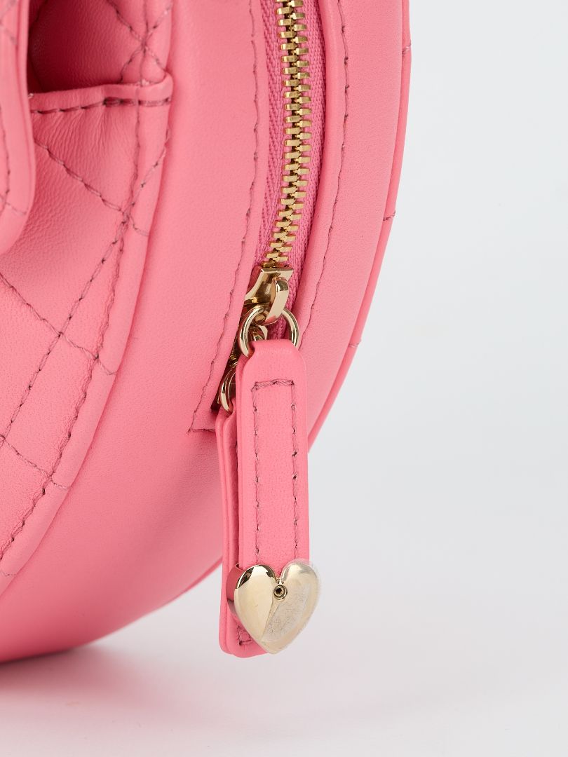 Large Pink Quilted Love Heart Bag With GHW