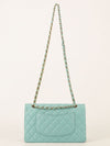 Tiffany Blue Medium Quilted Caviar Classic Double Flap Bag With Champagne HW
