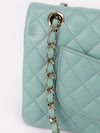 Tiffany Blue Medium Quilted Caviar Classic Double Flap Bag With Champagne HW