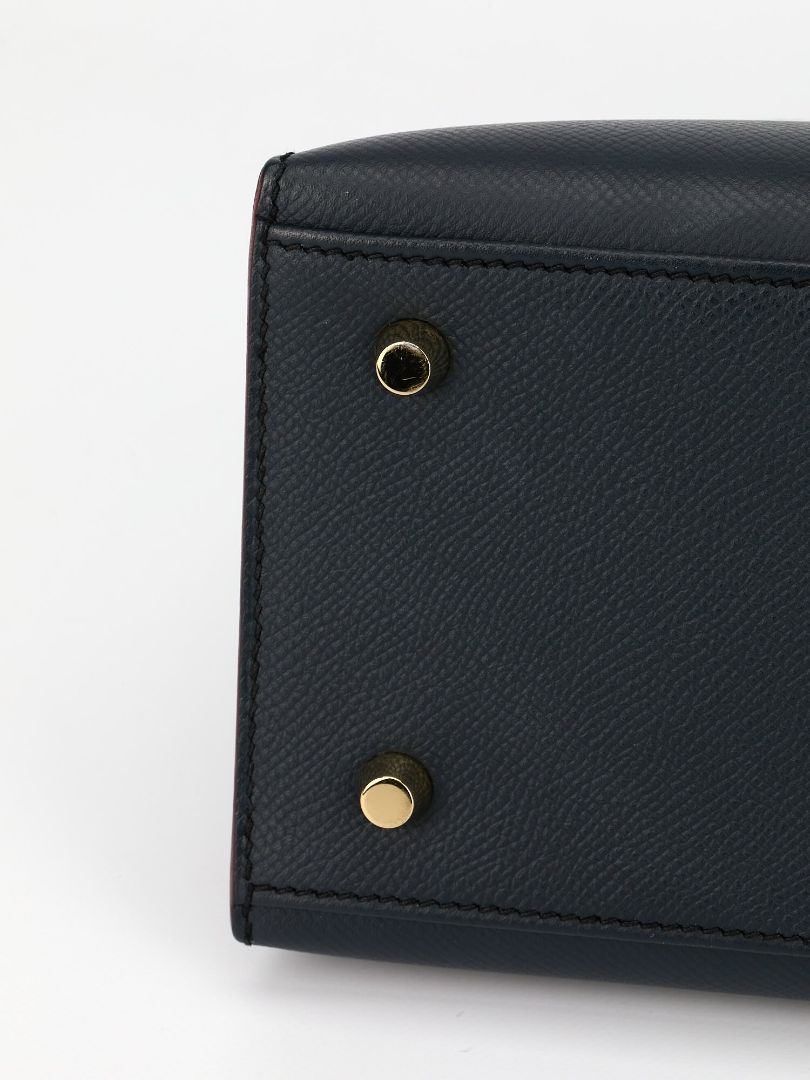 Kelly Contour Sellier 28 Blue Indigo & Rouge H Veau Epsom With GHW 2015 T Stamp