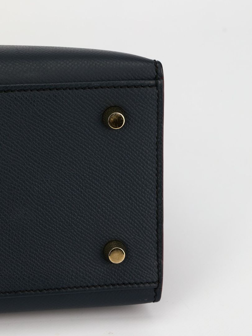 Kelly Contour Sellier 28 Blue Indigo & Rouge H Veau Epsom With GHW 2015 T Stamp