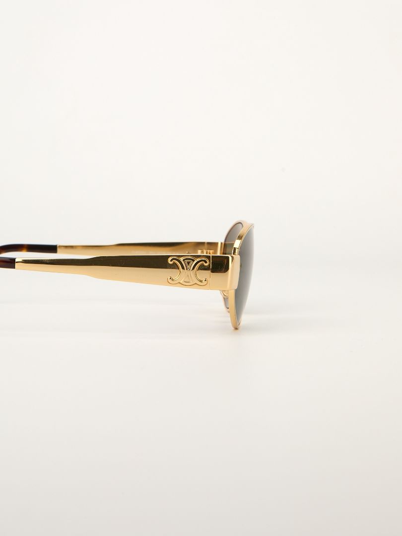 Gold Triomphe Metal Oval Sunglasses