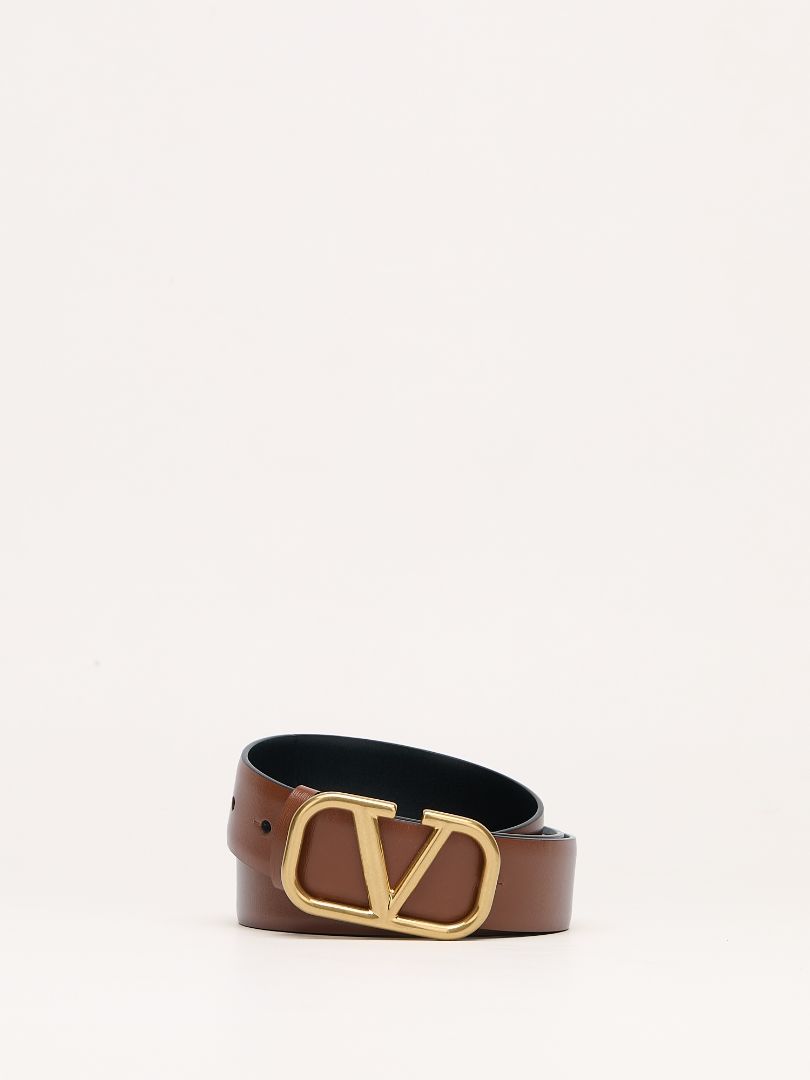 Brown VLogo Signature Buckled Belt