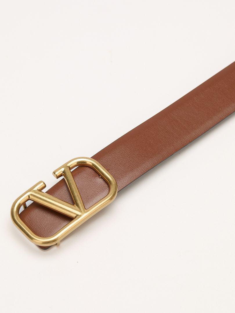 Brown VLogo Signature Buckled Belt