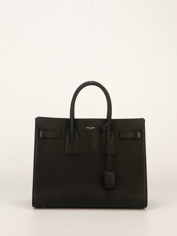 Black Grained Sac De Jour Tote With SHW