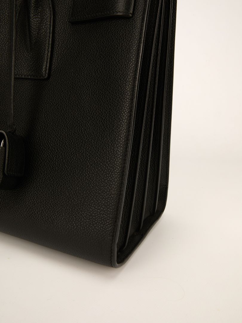 Black Grained Sac De Jour Tote With SHW