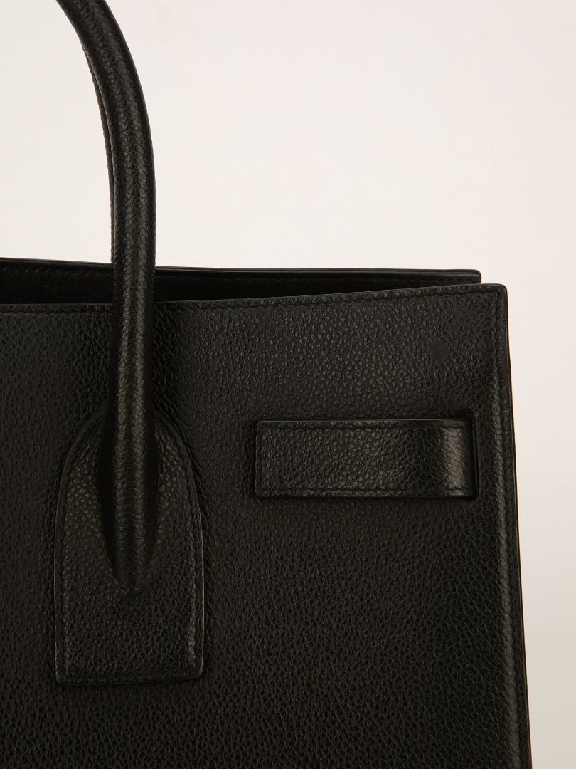 Black Grained Sac De Jour Tote With SHW