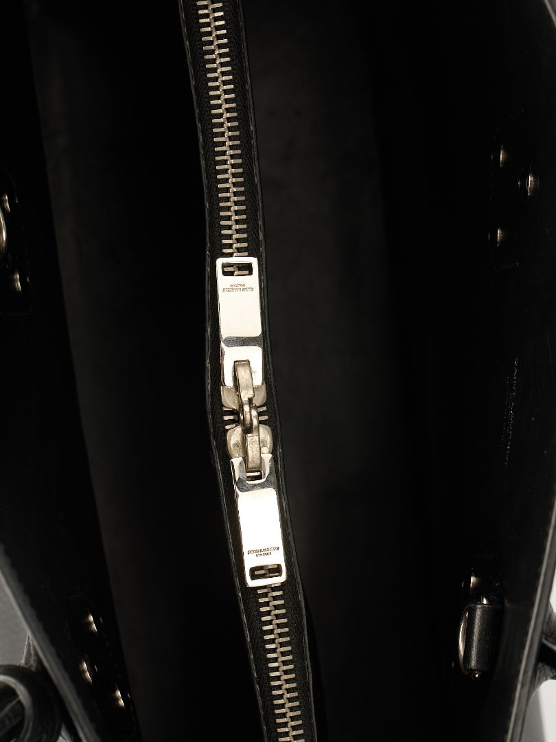 Black Grained Sac De Jour Tote With SHW