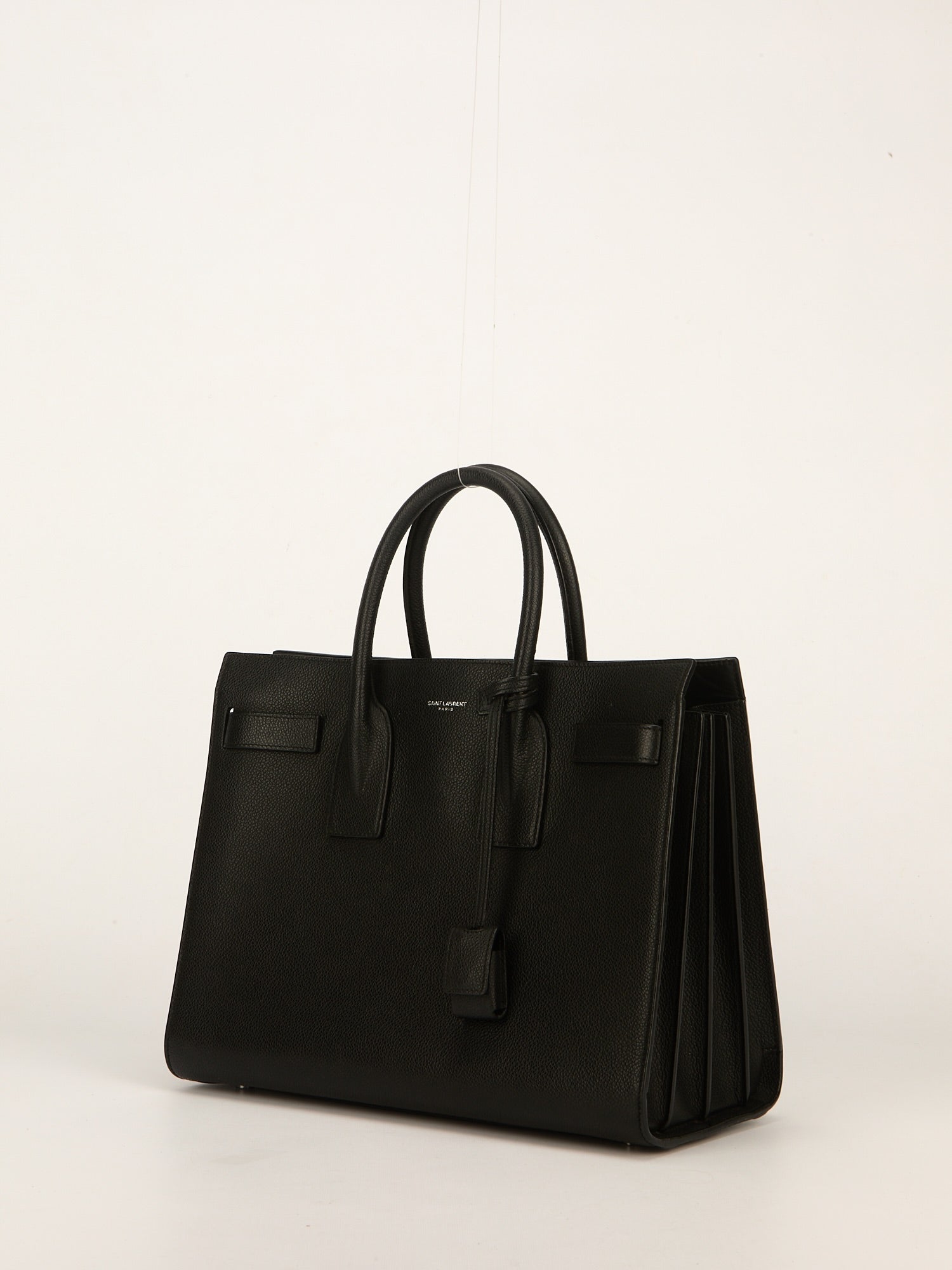 Black Grained Sac De Jour Tote With SHW
